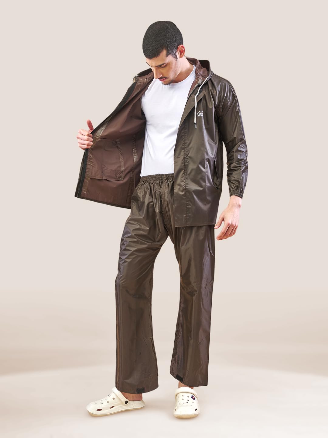 Lux Venus Plain Tapping Rain Suit For Men Coffee