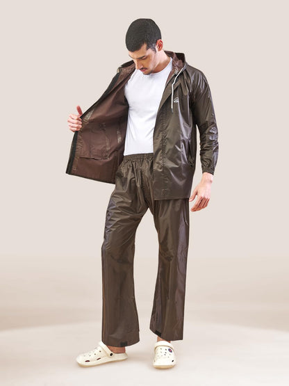 Lux Venus Plain Tapping Rain Suit For Men Coffee