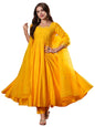 Gosriki WomenS Rayon Blend Anarkali Solid Kurta With Pant & Dupatta (Sitapati Yellow-Vks01-Gs_L_Yellow_Large)