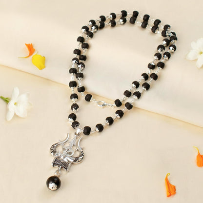 Astrotalk Karungali Malai with Om Shiv Trishul Pendant | Karungali Mala Original 54 Beads | Blessings of Lord Shiva & Murugan | Divine Mala for Protection, Peace & Strength | Gift for Man & Woman
