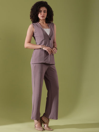 Selvia WomenS Co-Ords Set|Sleeveless Lycra V-Neck Co-Ords Set|Top & Trouser Co-Ords Set|2 Piece Co-Ord Set|Coat-Pant Set|Formal