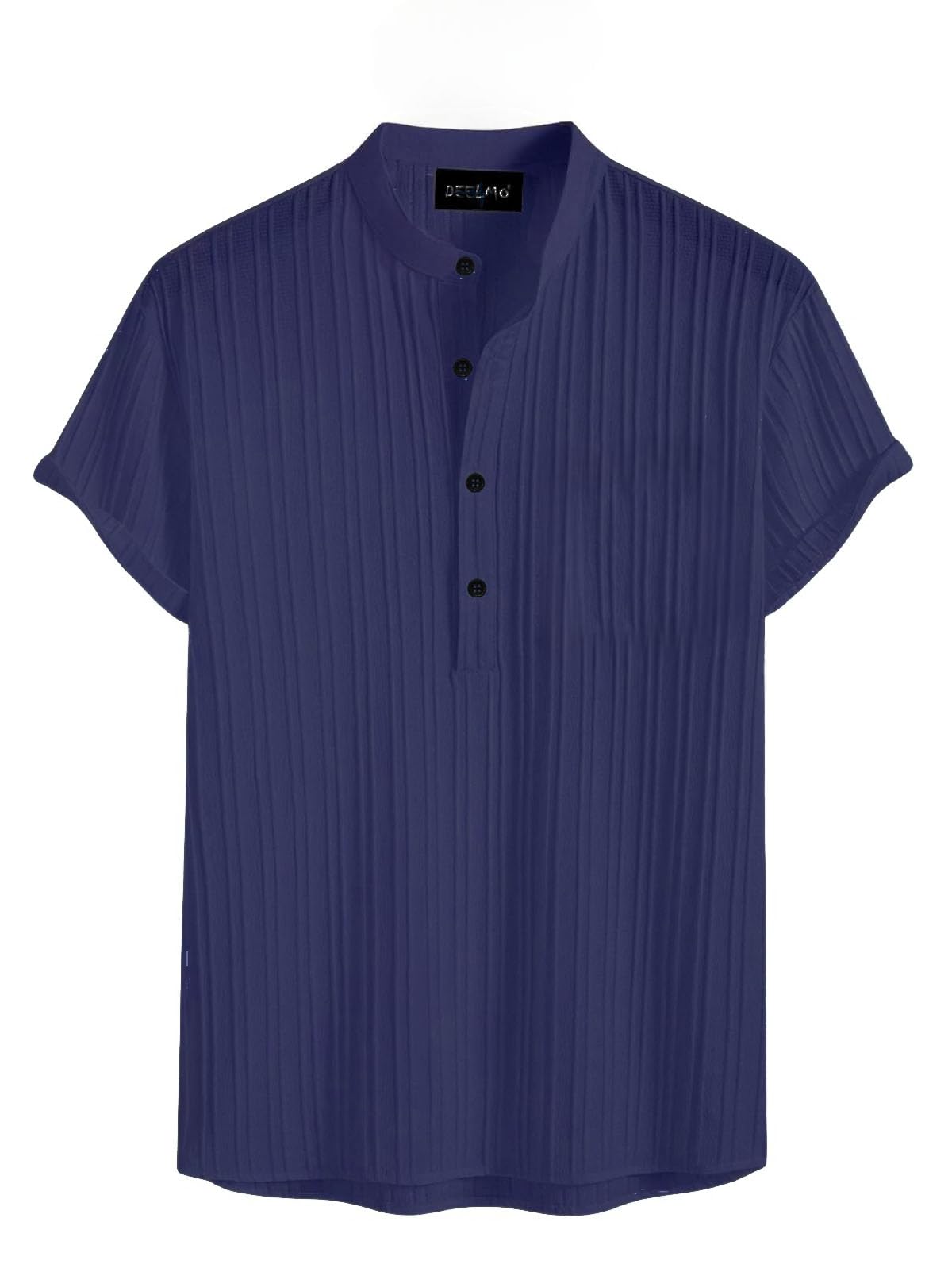 Deelmo MenS Polyster Kurta With Mandarin Collar, Half Placket Buttons, Front Pocket | Half Sleeves | Soft & Breathable Fabric N