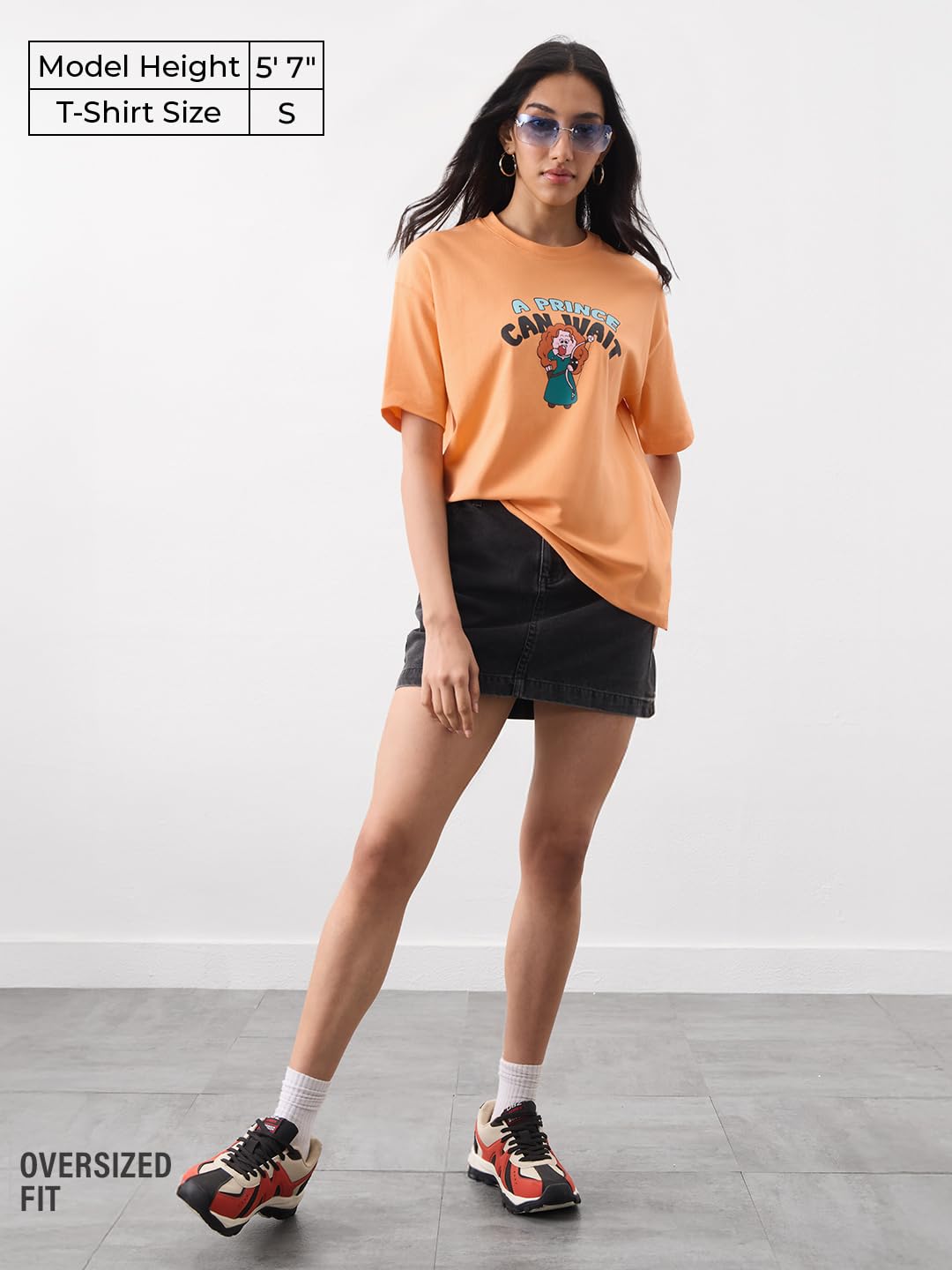 The Souled Store Disney: Women and Girls Short Sleeves Round Neck Orange Typography Graphic Printed Cotton Lightweight Everyday