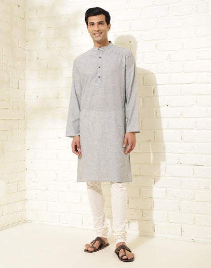 Fabindia MenS Cotton Solid Slim Kurta (1037166Grey_Grey