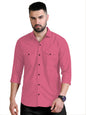 Rebelify MenS Cotton Blend Shirt With Pockets Full Sleeves Collared Neck Solid Pattern Botton Down Closure Relaxed Fit And Stan