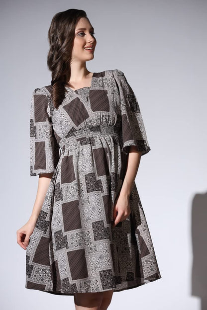 Leriya Fashion WomenS Dresses | Rayon Vintage All-Over Printed Knee Length Dresses For Women | Fancy Dress For Girls | Office W