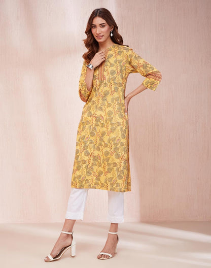 Fabindia WomenS Cotton Printed Regular Kurta (1037263Yellow_Yellow