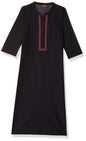 Aurelia Women's Cotton Black Solid Mandarin Collar Straight Kurta