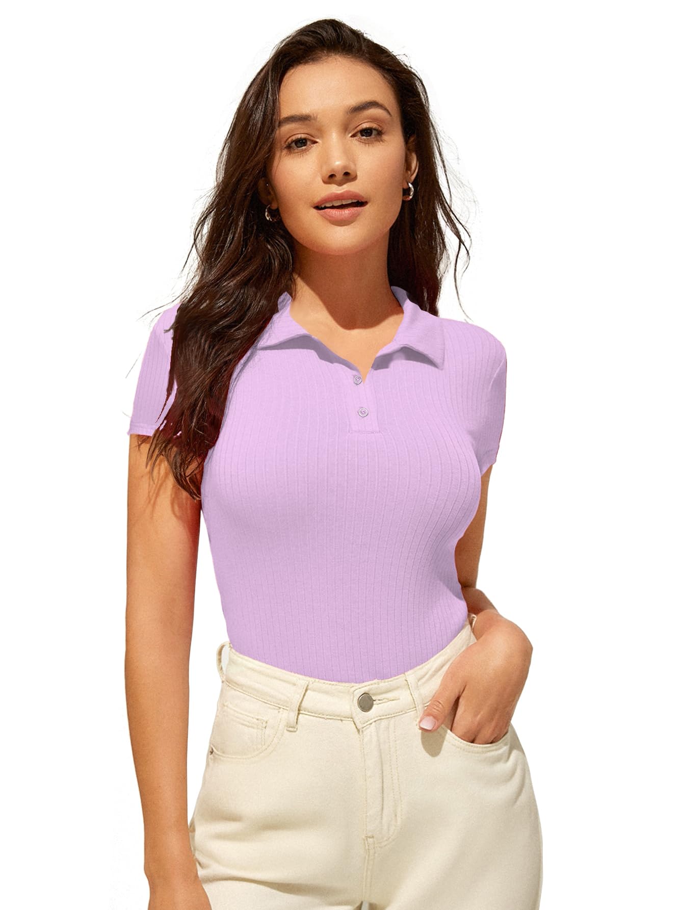 AVANOVA Slim Fit Western for Womens Ruched Solid Tunic Top_Purple