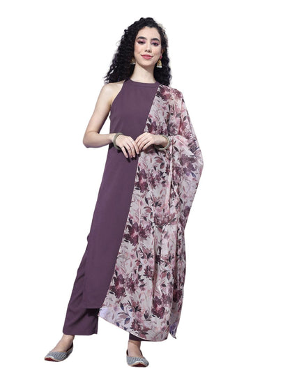 Varanga WomenS Crepe Regular Kurta Set (Nv_Vskd31467_Vardup1427_Purple