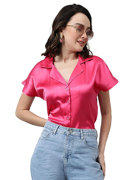 Kotty WomenS Relaxed Fit Solid Spread Collar Casual Shirt