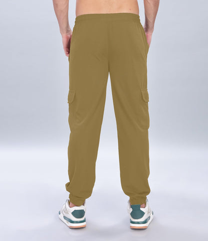 SHODOX Mens Casual Regular Fit Cargo Trackpant with Drawstring, Elastic Bottom with Side Pockets (Pack of 1) Brown