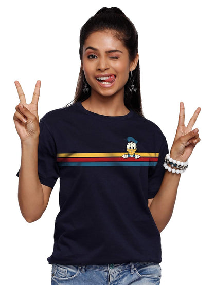 The Souled Store Donald Duck: Stripes T-Shirts for Men Blue