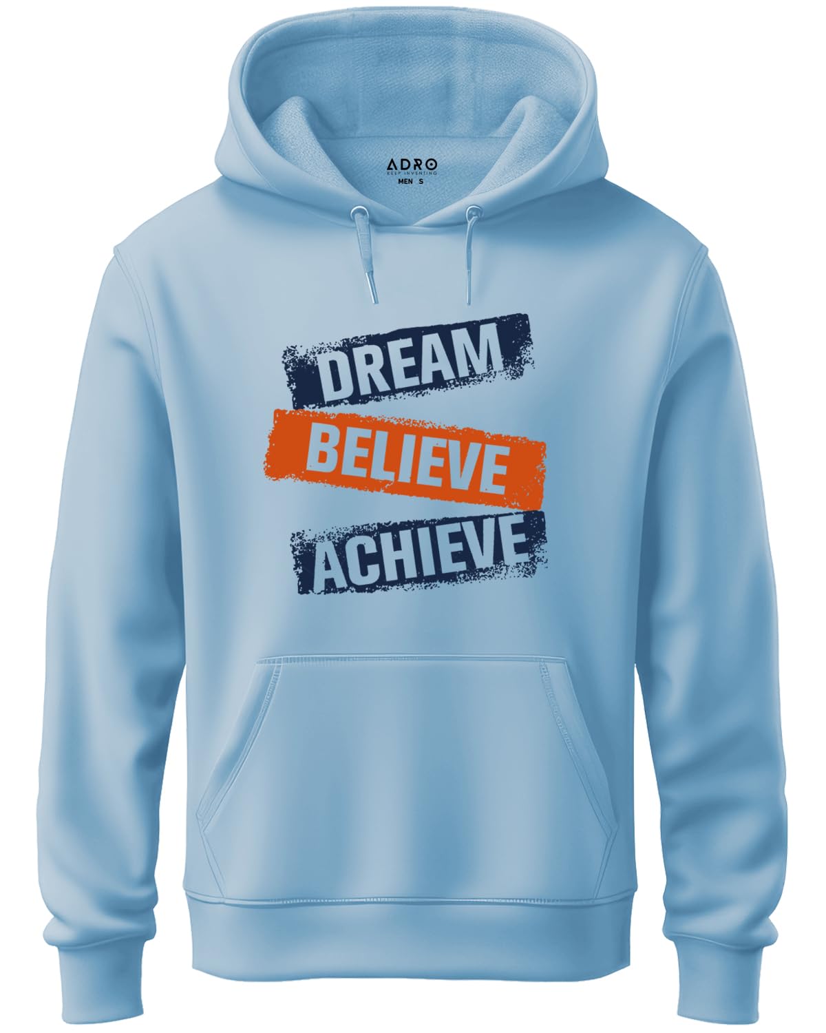 ADRO Men's Cotton Neck Hooded Sweatshirt (H20-M-DBA-SK_SkyBlue)