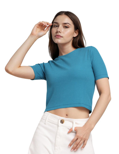 Fyltr WomenS Solid Regular Fit T Shirt (Fylss25Wkt-1010_Teal Mirage