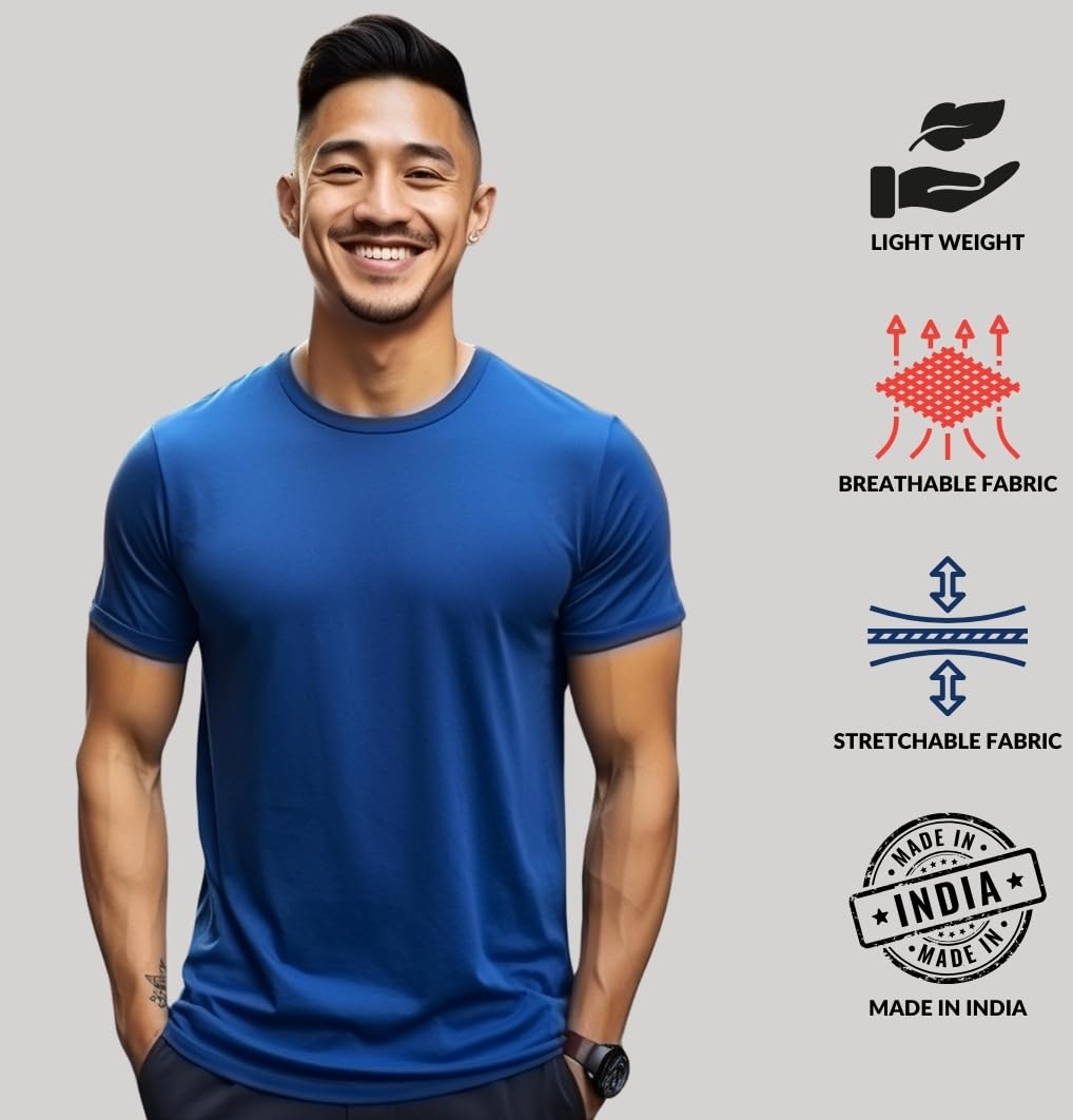 ADRO Men's Solid Regular Fit T-Shirt (RCM2-PLN)