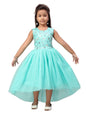 Aarika Girl's Nylon A-Line Floor Length Dress (FK-3006_Firozi_28)