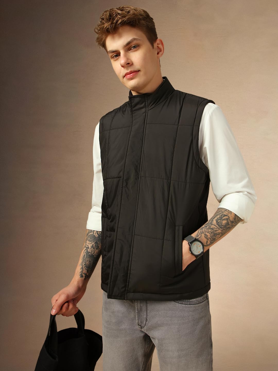Dennis Lingo Men Regular Fit Polyester Sleeveless Solid Jackets