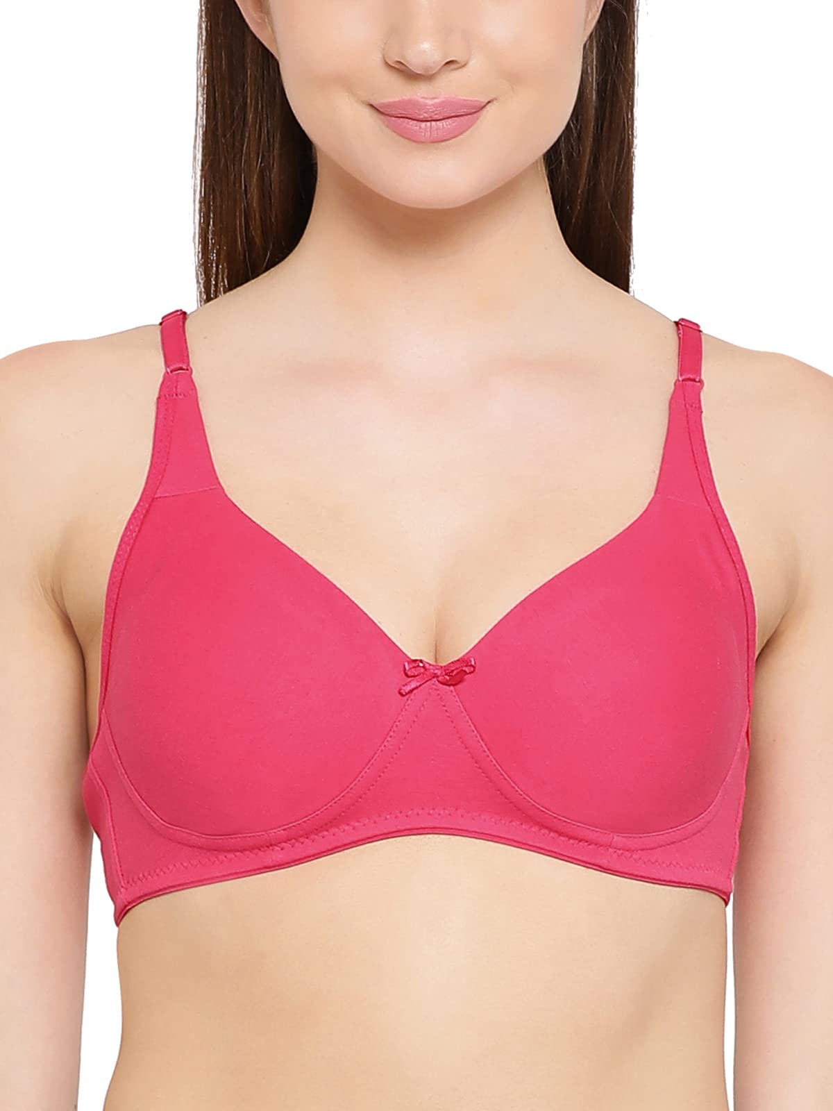 Clovia Womens Cotton Non Padded Wire Free Full Coverage Bra Pink