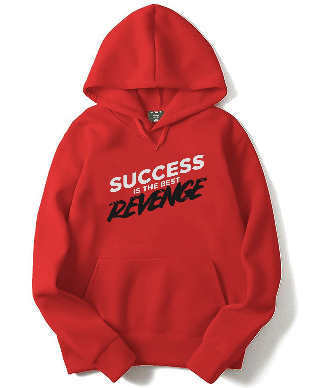 ADRO Men's Cotton Neck Hooded Sweatshirt (H21-M-REV-RD_Red)
