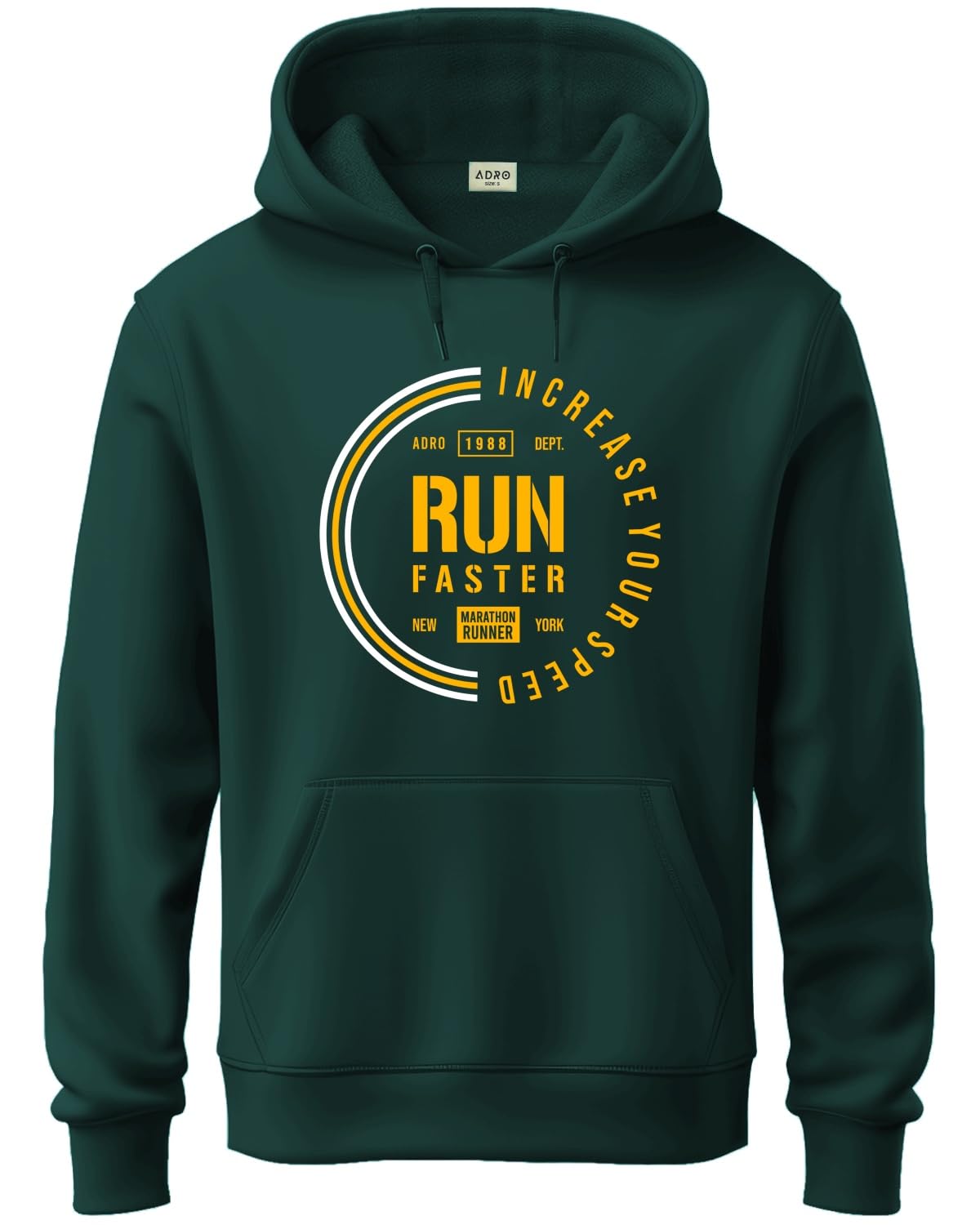ADRO Men's Cotton Neck Hooded Sweatshirt (H24-FAST-GRN_Green