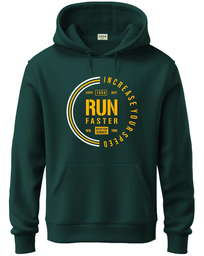 ADRO Men's Cotton Neck Hooded Sweatshirt (H24-FAST-GRN_Green