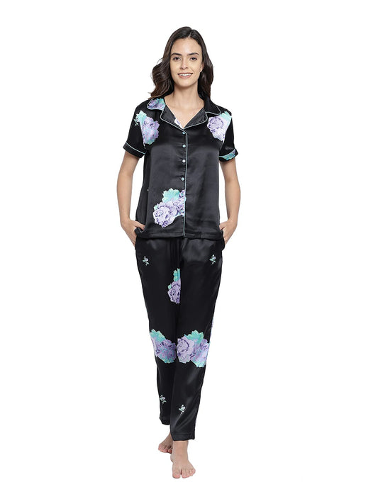 Clovia Womens Pants Regular Pajama Set (NS1212P13M_Black_M)
