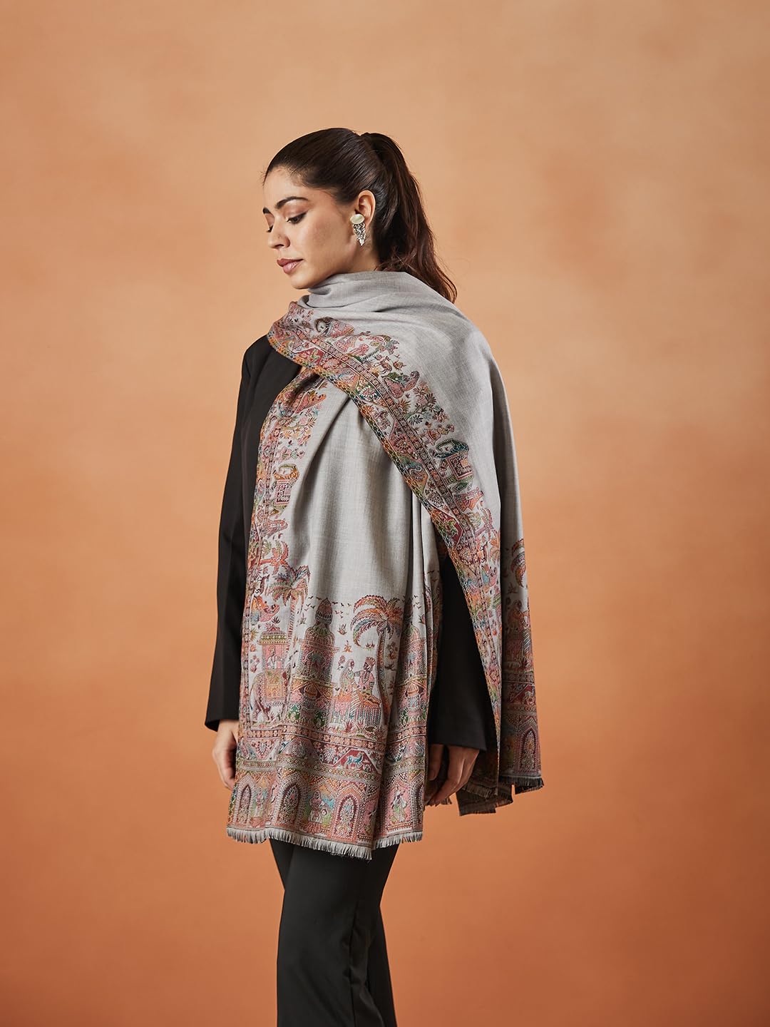 Pashmoda Women Gulzaar Kashmiri Jamawar Woven Shawl (Size: 101X203 CM)