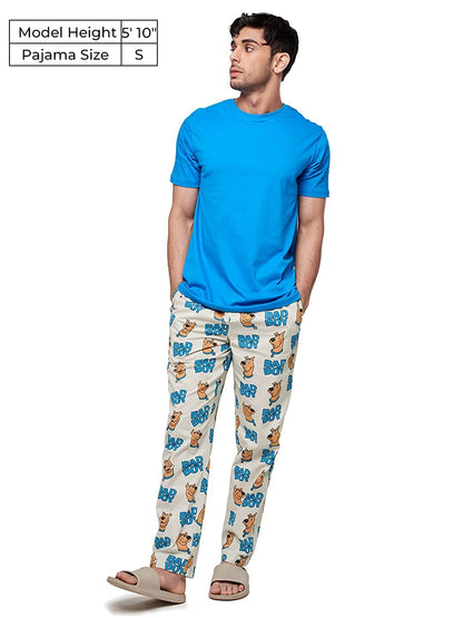 The Souled Store Men Official Scooby Doo: Baddest Boy Beige Cotton Pajamas