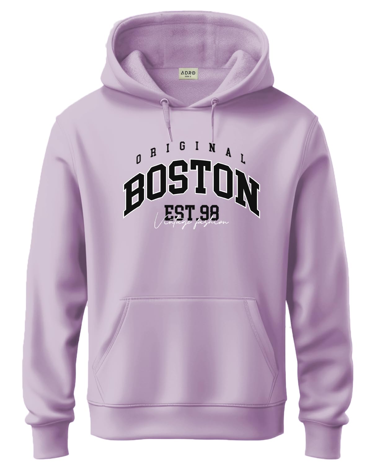 ADRO Men's Cotton Neck Hooded Sweatshirt (H24-BOST-PU_Lavender