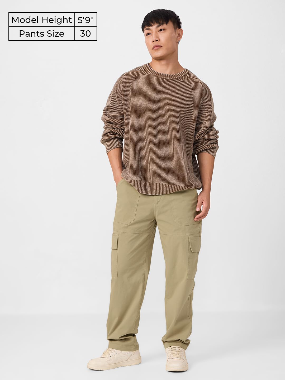 The Souled Store Solids: Khaki Men and Boys Camo Print Regular Fit 100% Cotton Cargo Pants - Lightweight Hiking Joggers, Casual