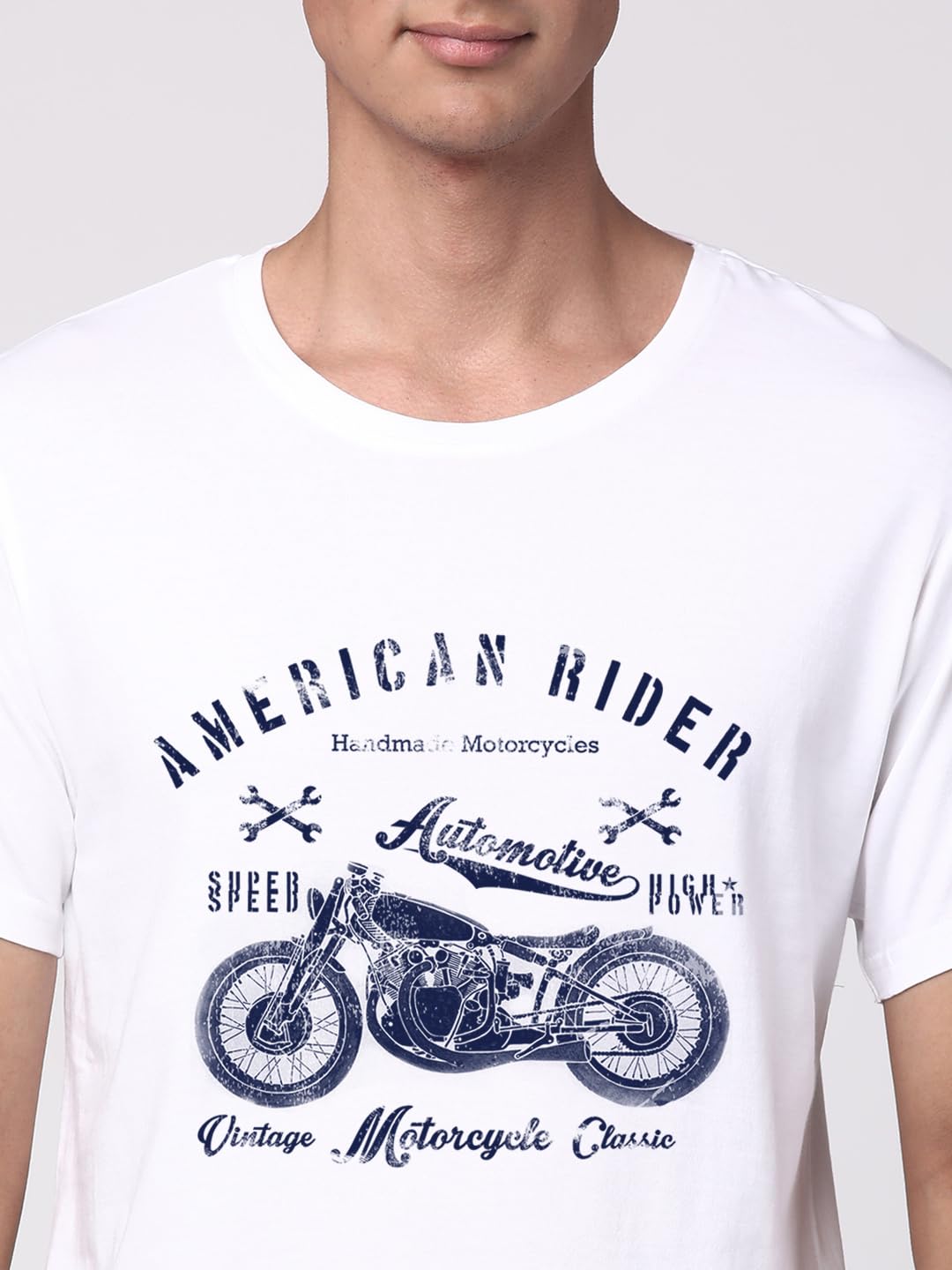 ADRO Men's Regular Fit T-Shirt (RNR-M-AME-WH)