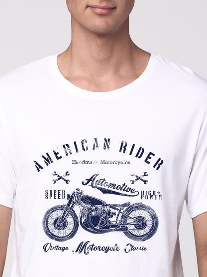 ADRO Men's Regular Fit T-Shirt (RNR-M-AME-WH)