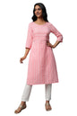 Pink Stripe Print Cotton Kurta Set