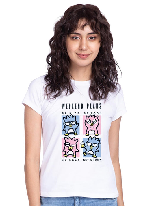 Bewakoof Womens Printeded Slim Fit T-Shirt_481139_White_XS