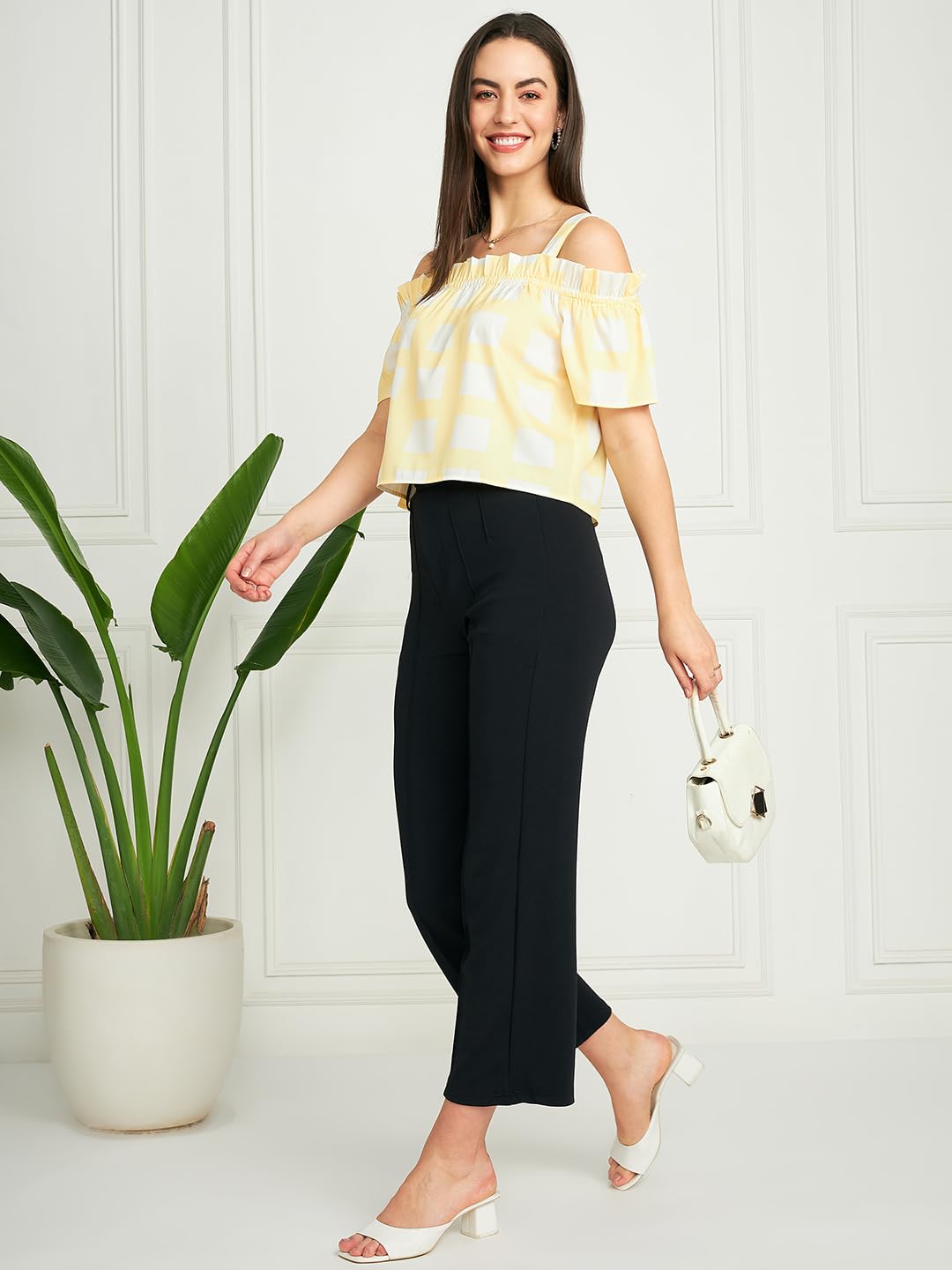 Modeve Women Yellow Bardot Top For Summer