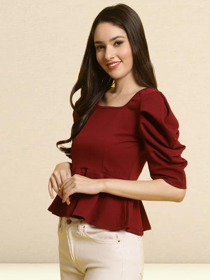 Tee Projekt Womens Casual Trendy Top with Stylish Short Puff Sleeves ll Soft & Stylish Womens Tee