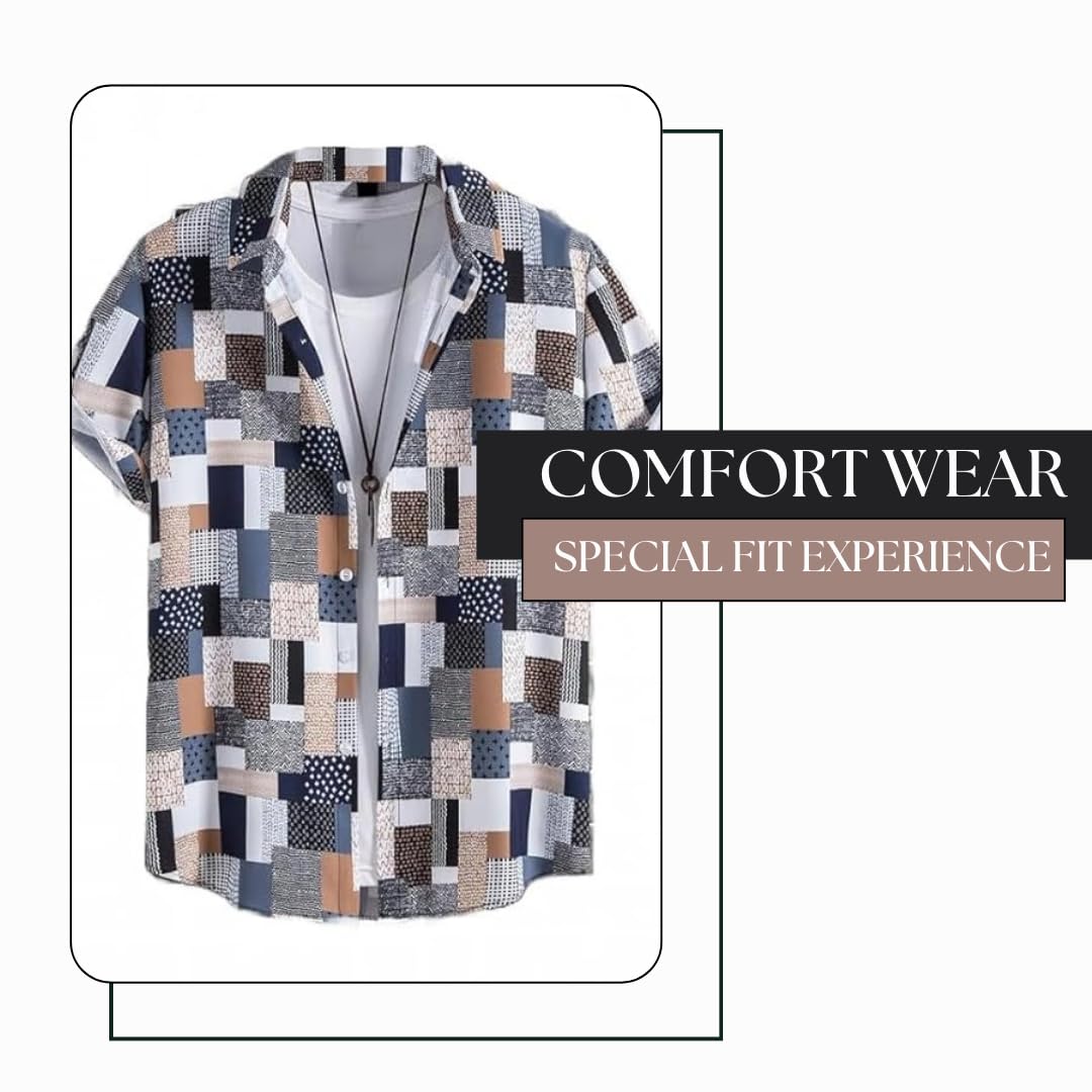 Funky Rich Regular Fit Shirt For Men | Half Sleeve Lycra Shirt | Casual Shirt For Men | Trendy Printed Shirt Design | Lycra Fabr