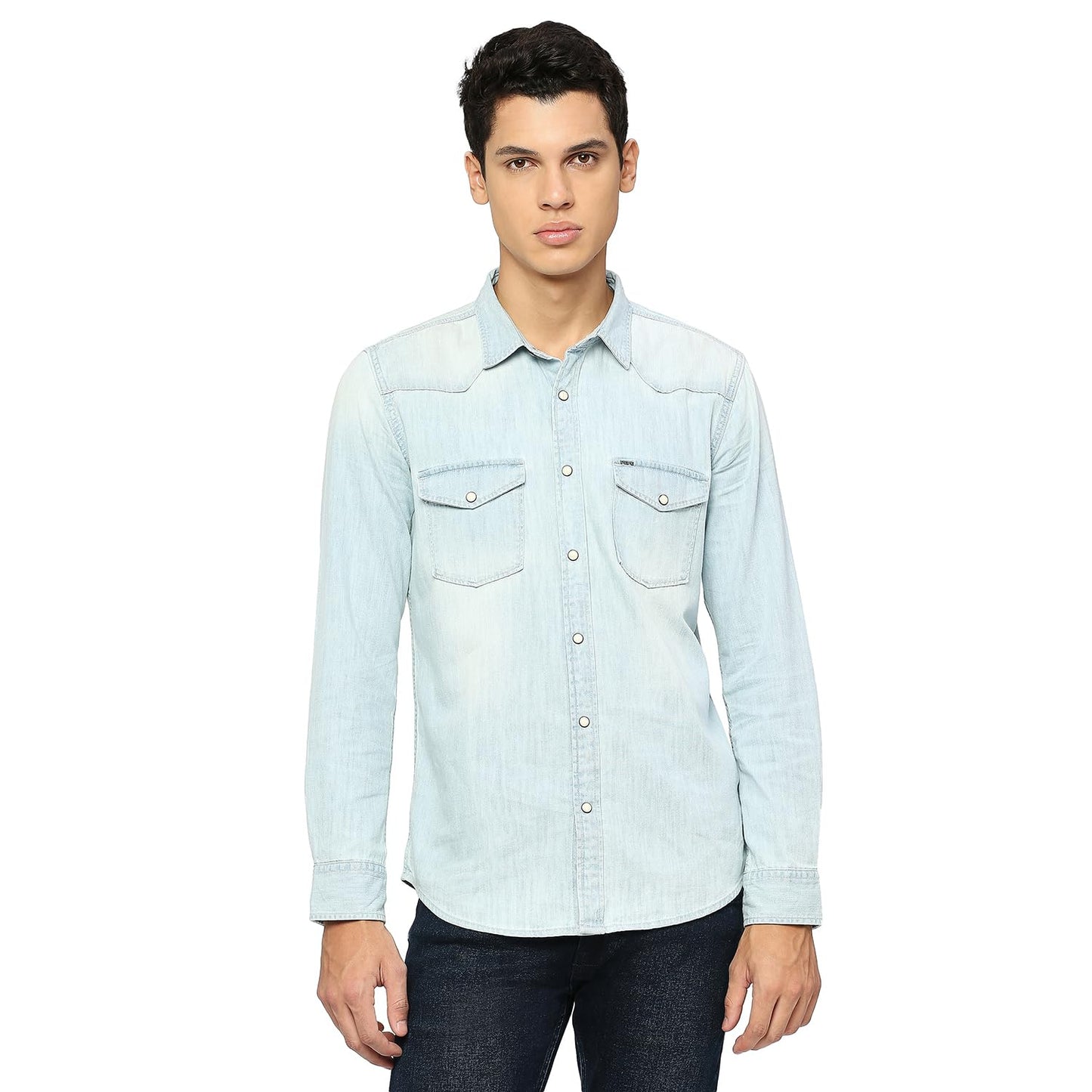 Blue Flap Pockets Full Sleeved Shirt