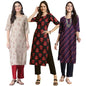 Pinkmint WomenS Crepe Printed Kurta Pant Straight Kurta Set For Women(Pack Of 3)
