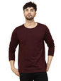 Rigo Full Sleeves Terry Oversized T-Shirts for Men | Round Neck T-Shirt for Men | Casual T-Shirts for Men Wine