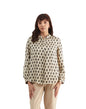 Fabindia Women Beige Printed Spread Collar Full Sleeves Shirt