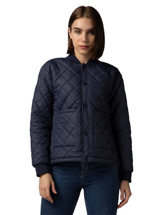 FYLTR Womens Winter Puffer Jacket with Patch Pockets - Stylish Boxy Fit | Full Sleeves | Extended Placket | Snap Button | Casua