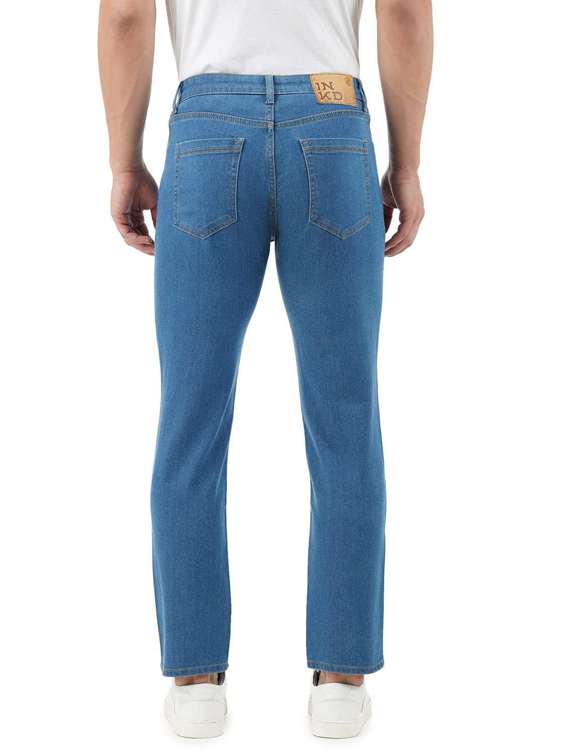 INKD Mens Contrast Stitch Stretchable Regular Fit Jeans
