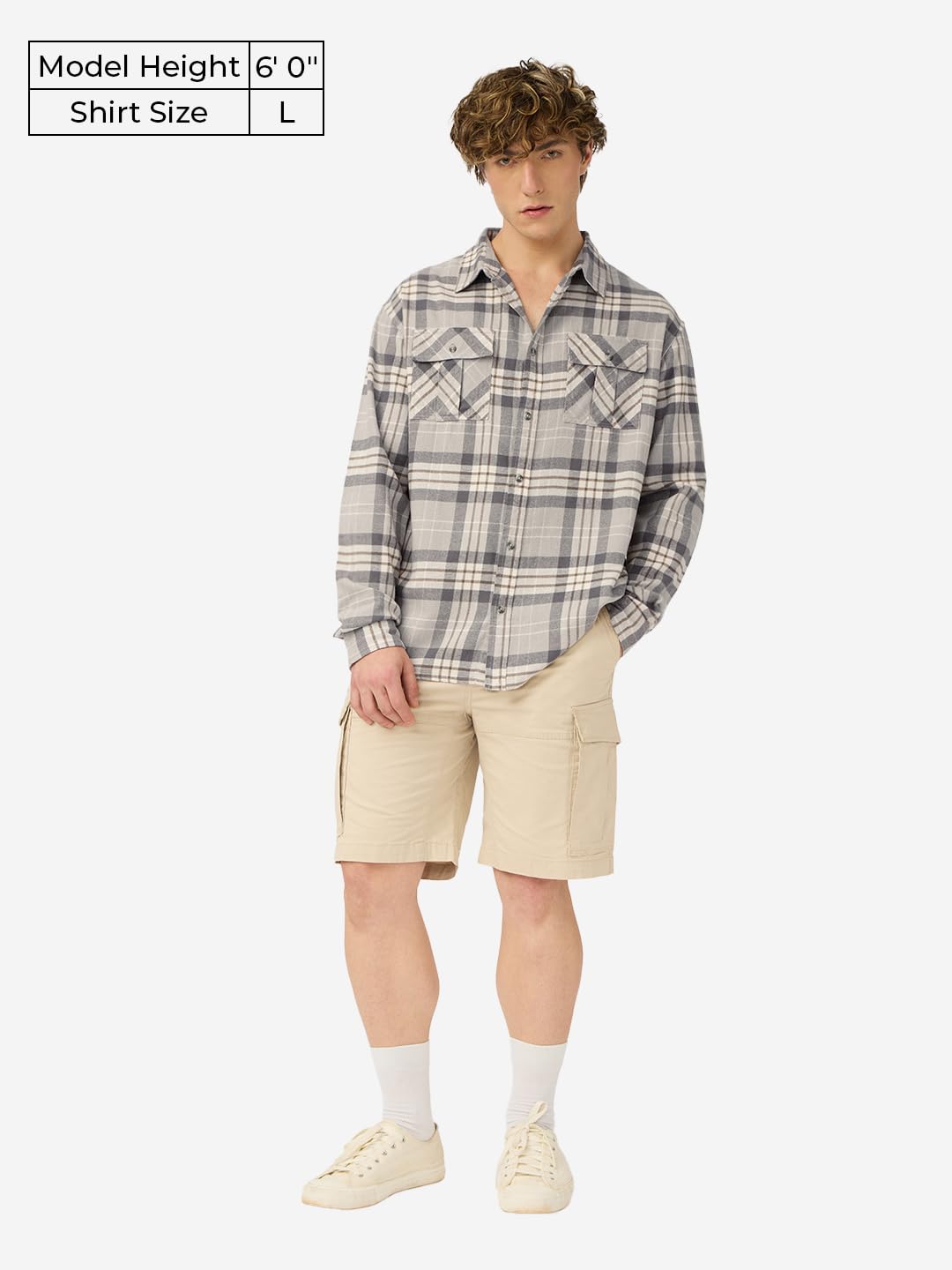 The Souled Store Plaid Shirt: Storm Men and Boys Long Sleeves Collared Neck Button Front Grey Cotton Regular Fit Utility Shirts