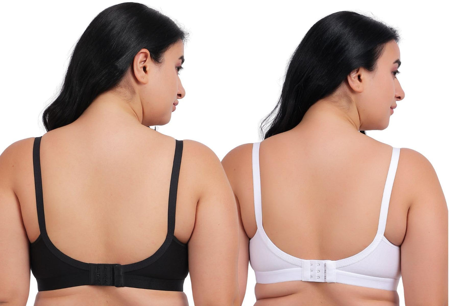 Fabme WomenS Cotton Wire Free Casual Nursing Bra (Pack Of 2) (Po2-Br_243_White, Black