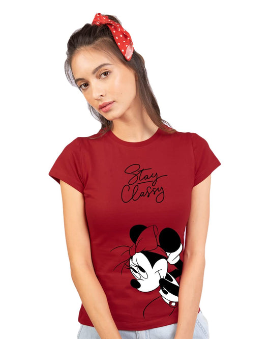 Bewakoof WomenS Mickey Graphic Printed 100% Cotton T-Shirt - Slim Fit, Round Neck, Half Sleeves