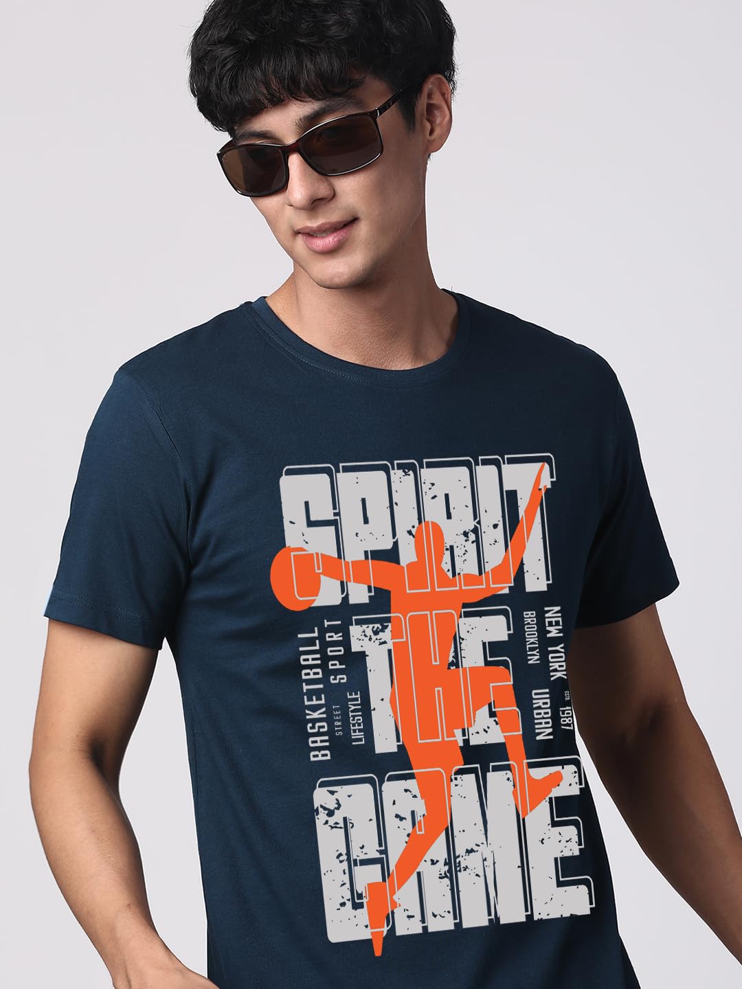 ADRO Sports Design Printed T-Shirt for Men - 100% Cotton, Regular Fit, Soft Breathable Fabric. (RN23-M-SPR-SB_Teal)