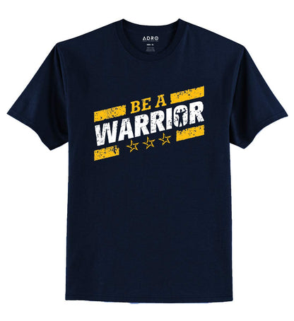 ADRO Be A Warrior Design Printed T-Shirt for Men (RNR-S36-WAR-NB_Navy)