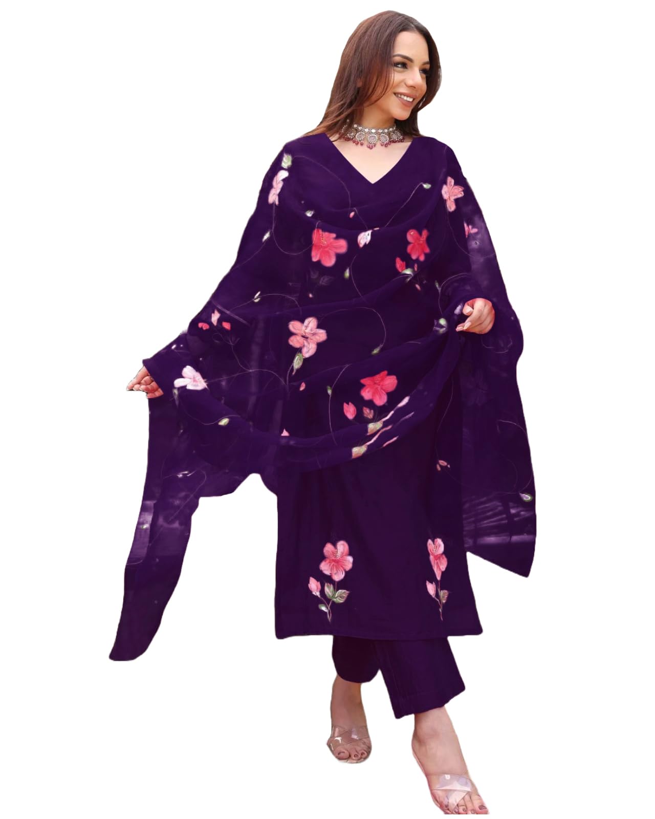 ANNI DESIGNER Women s Kurta with Trousers and Dupatta, Begani, L